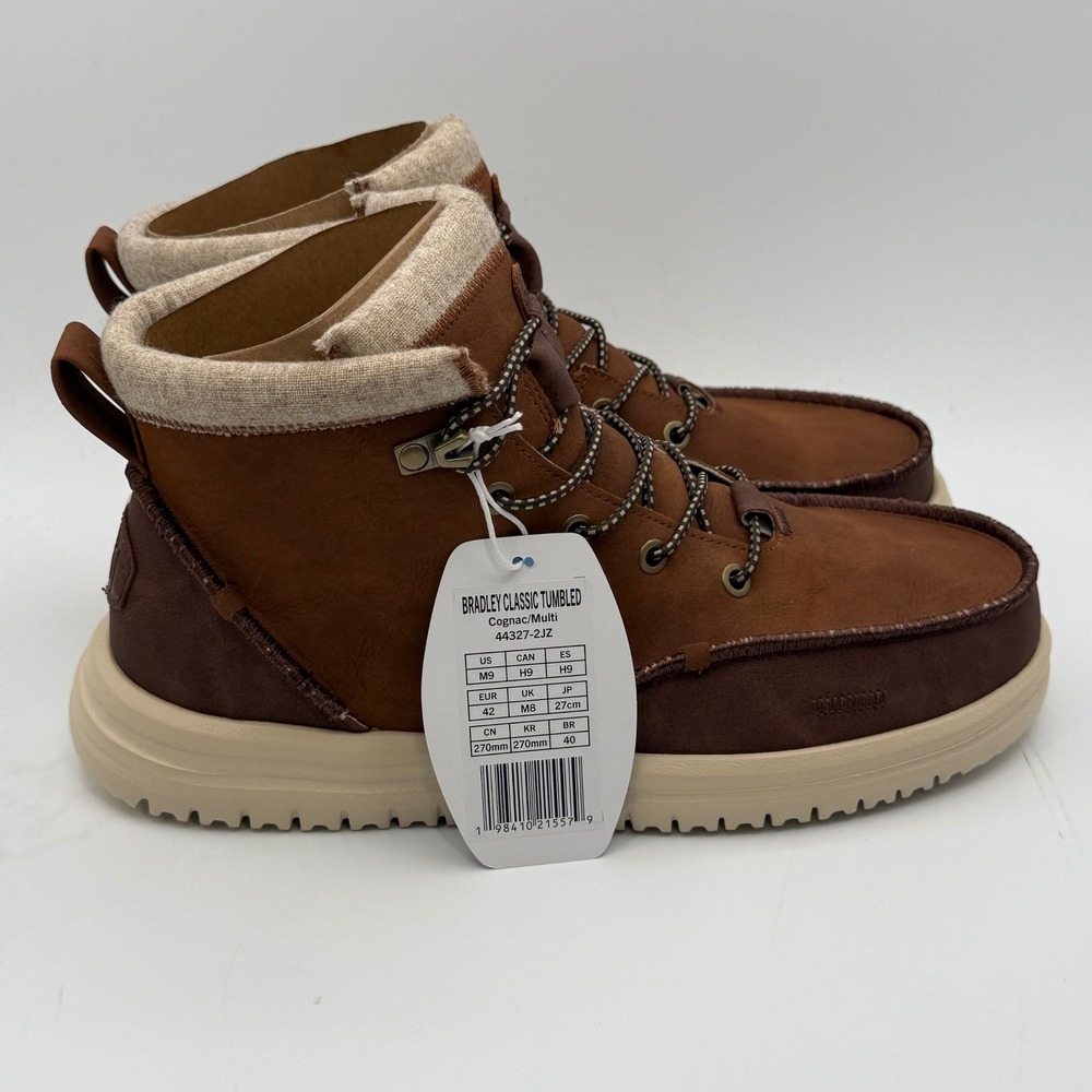 Hey Dude Bradley Classic Tumbled Shoes Mens Size 9 Cognac Multi Boot 44327-2JZ